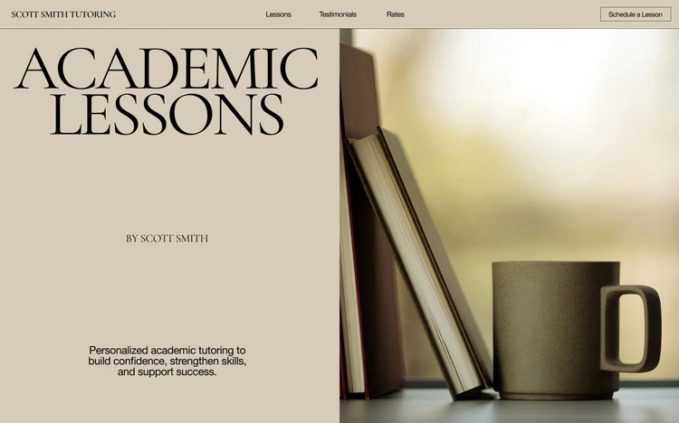 Academic Lessons website template — Squarespace design reference