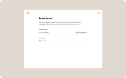 Email forwarding rules available in the Squarespace Domains settings panel.