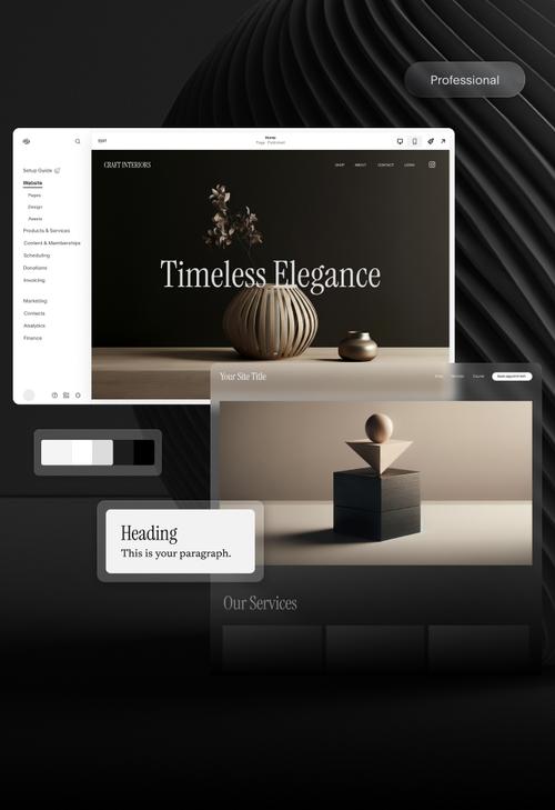Una interfaz del editor de sitios web de Squarespace.