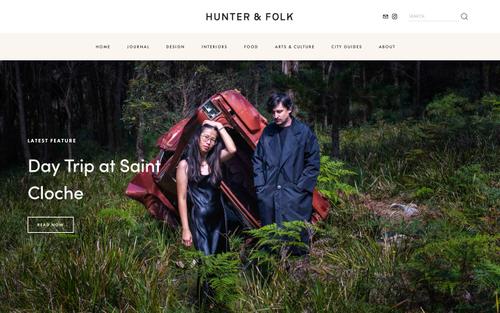 Screenshot del sito Squarespace di hunterandfolk.com