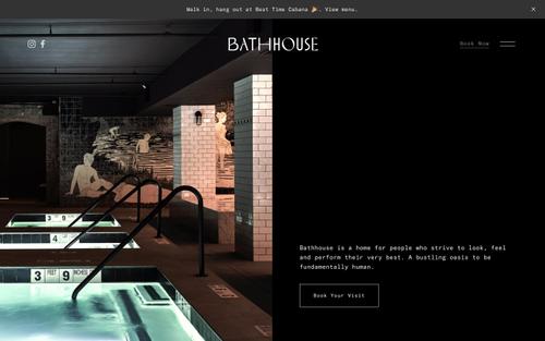 Captura de pantalla del sitio de Squarespace de abathhouse.com
