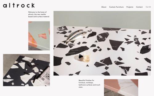 A Squarespace site screenshot of altrocksurfaces.com