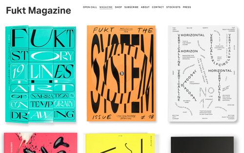 Screenshot del sito Squarespace di fuktmagazine.com