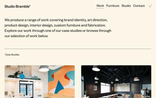 Capture d’écran du site studiobramble.com réalisé avec Squarespace
