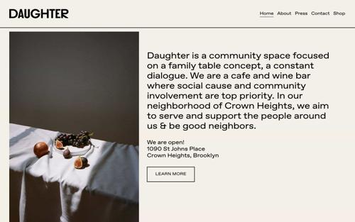 A Squarespace site screenshot of daughter.nyc