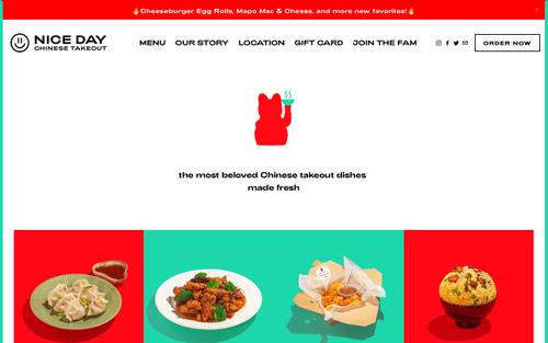 Screenshot del sito Squarespace di eatniceday.com