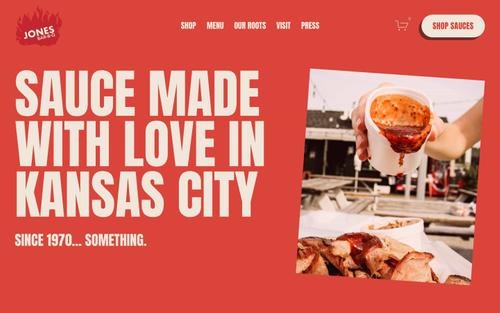 Captura de pantalla del sitio de Squarespace de jonesbbqkc.com