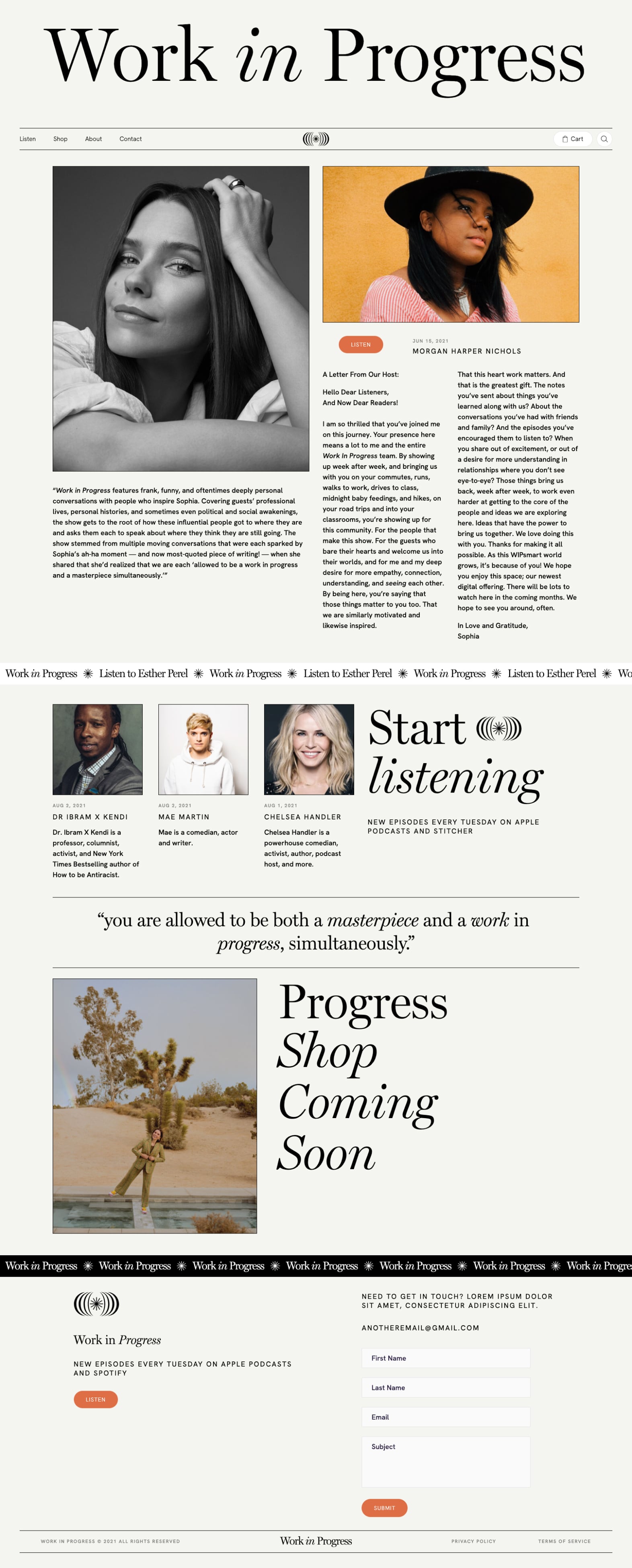 Work in Progress homepage