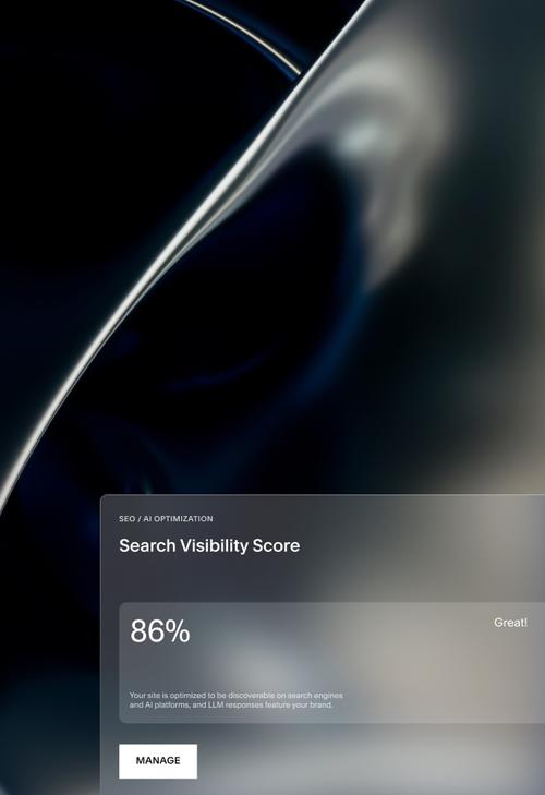 UI showing a search visibility score of 86%.
