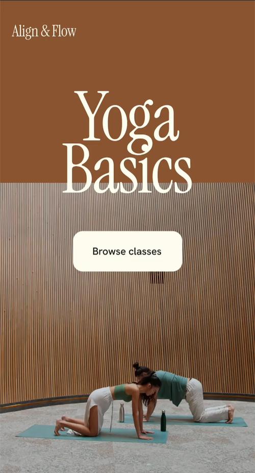 Le site web d’un studio de yoga proposant des cours en ligne, des abonnements mensuels et un accès à des vidéos à la demande.