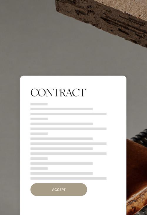 Abstracted view of a professional client contract used to agree on terms of service between Squarespace merchant and client.