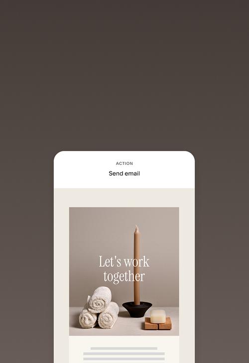 Campañas de email marketing de Squarespace que les sugieren a los futuros clientes que consulten por los servicios que pueden contratar.