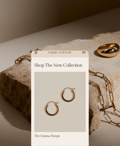 Online store website template from Squarespace showing a custom jewelry shop.