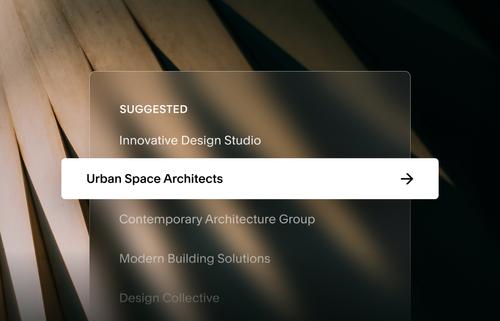 Squarespace Business Name Generator providing AI-generated examples of business names for an architecture design studio business.