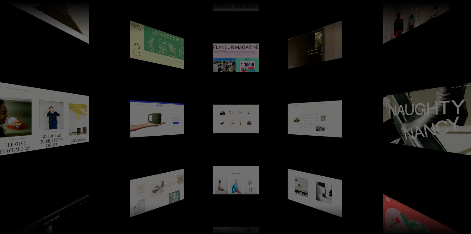 A curved gallery of website design inspiration from Squarespace