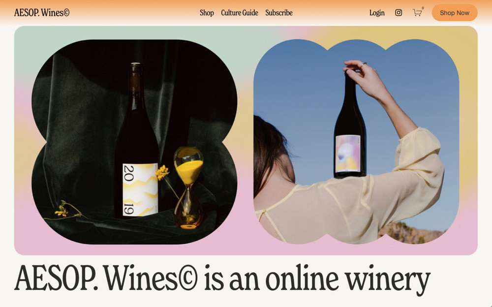 Screenshot of a website made with Squarespace - AESOP Winery