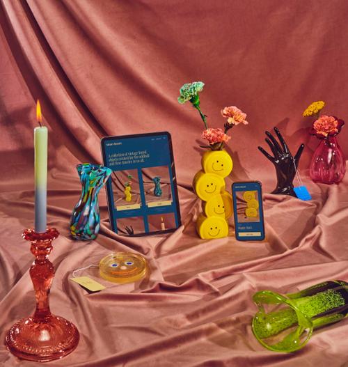 Variety of objects placed on a silk background