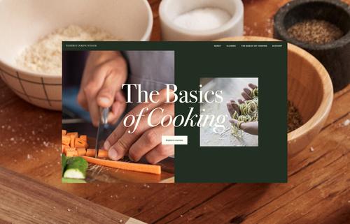 Custom website showing cooking courses available for access.