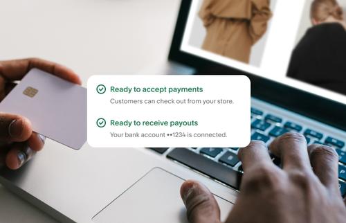 A small portion of the onboarding process’ final step with a confirmation message mentioning that the merchant’s business is ready to accept payments and receive payouts.