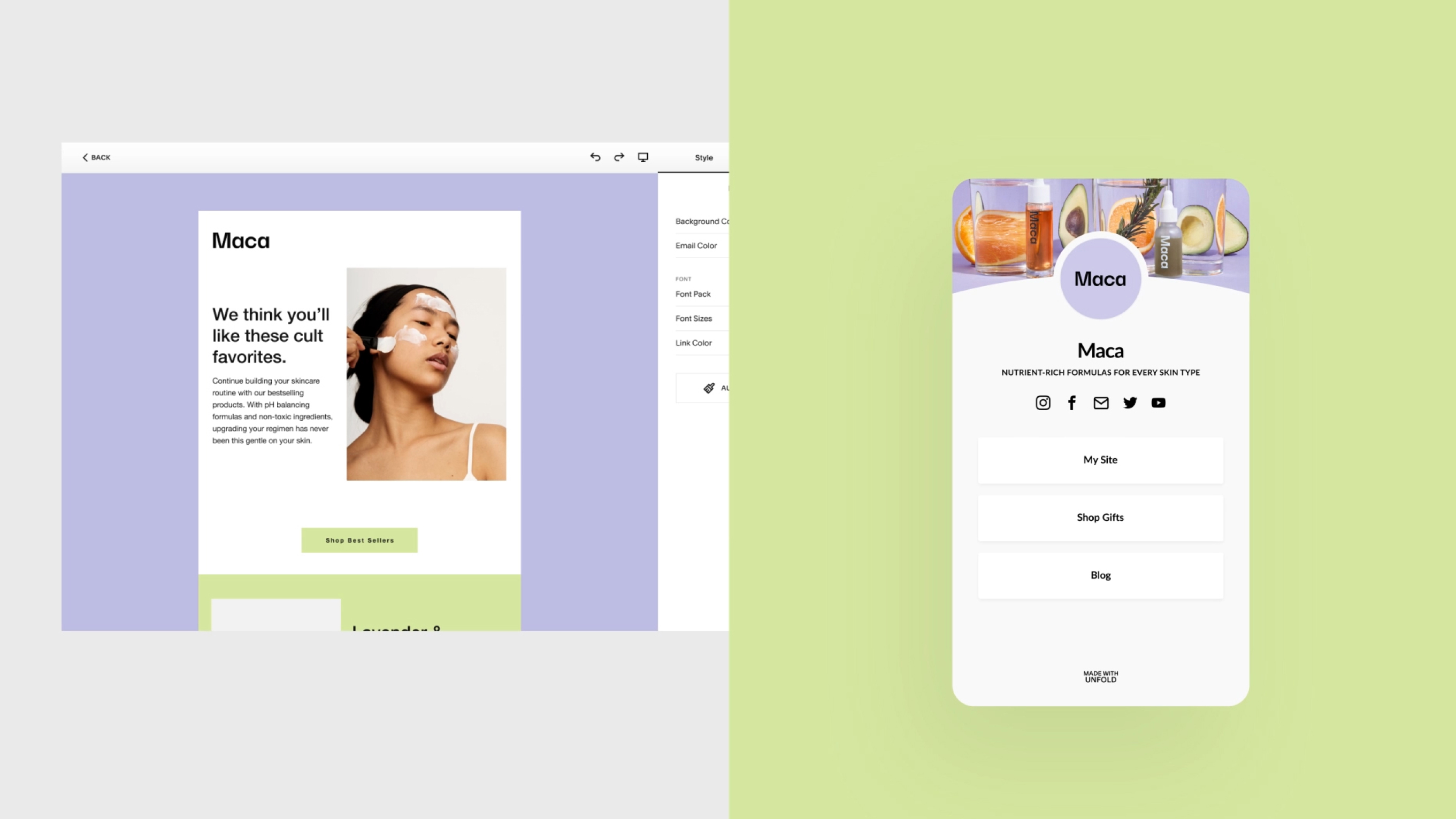 Exemple d'un Bio Site d’Unfold