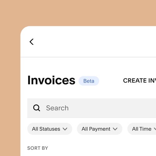 Partial view of invoice management panel