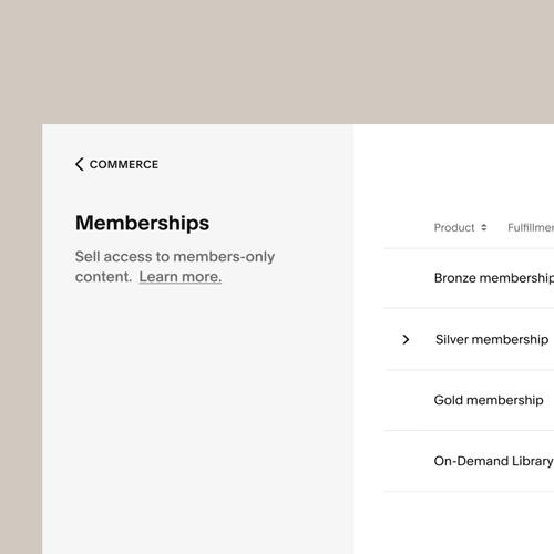 Memberships management panel with tier options