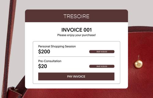 An invoice for a personal shopping session and pre-consultation.