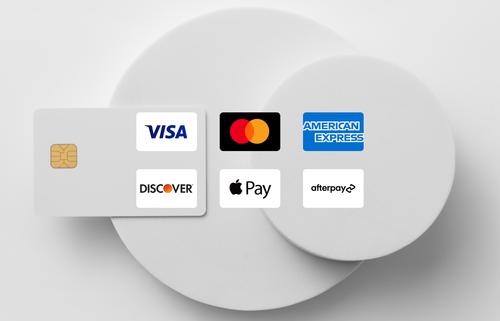 Accepted payment methods include Visa, Mastercard, American Express, Discover, Apple Pay, After Pay.