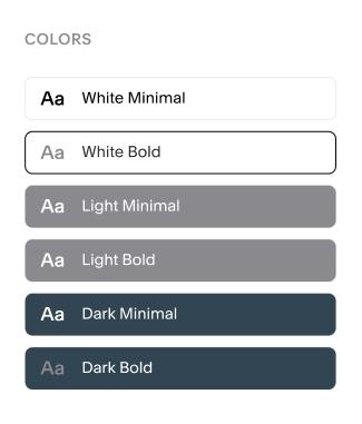 Exemple d’interface du sélecteur de dispositions Squarespace sur mobile