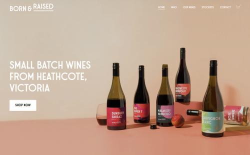 Born and Raised Wines website