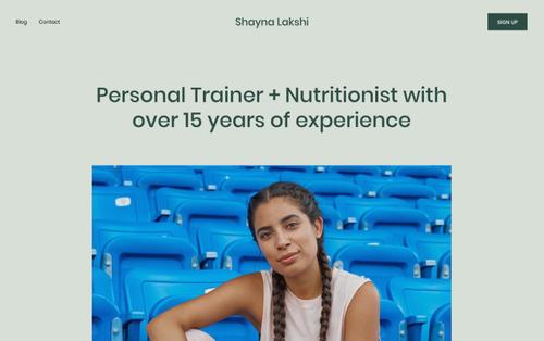 Example website of a personal trainer and nutritionist