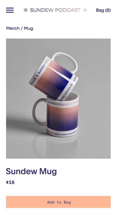 Customized coffee mug available for purchase and information about designing custom merch using Printful products.