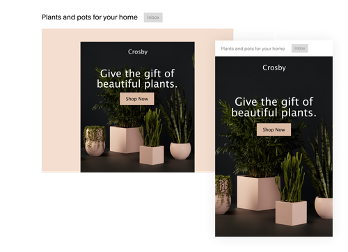 IUs e-mail móvel e desktop vendendo plantas