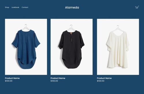 Example clothing online store website on desktop