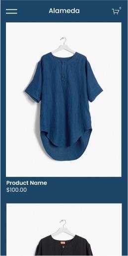 Exemplo de site de loja on-line de roupas na versão móvel