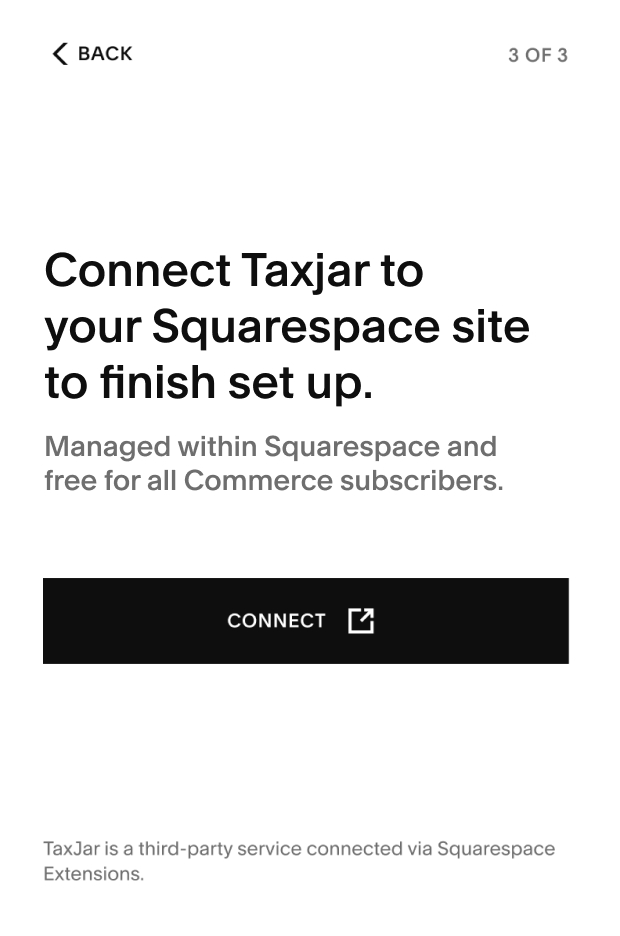 TaxJar connect set up