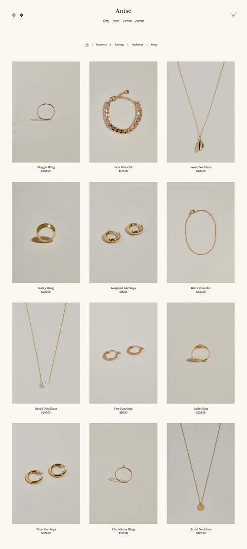 Online store selling jewelry
