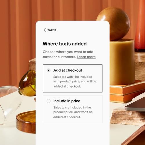Panneau de gestion des taxes sur l’application Squarespace
