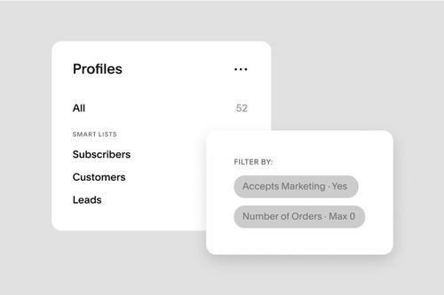 Interfaccia utente dei profili cliente sull'app Squarespace