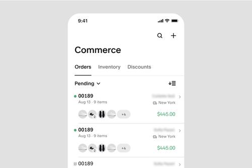 Interfaccia utente per gli ordini Commerce sull'app Squarespace