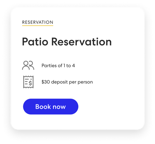 Patio dining reservation