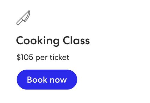 UI de venta de entradas para una clase de cocina