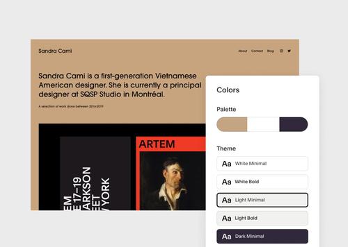 Interface utilisateur d’un exemple de palette de couleurs personnalisée