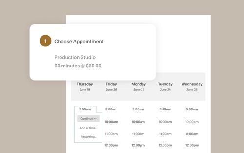 Foto: Squarespace Scheduling-Benutzeroberfläche